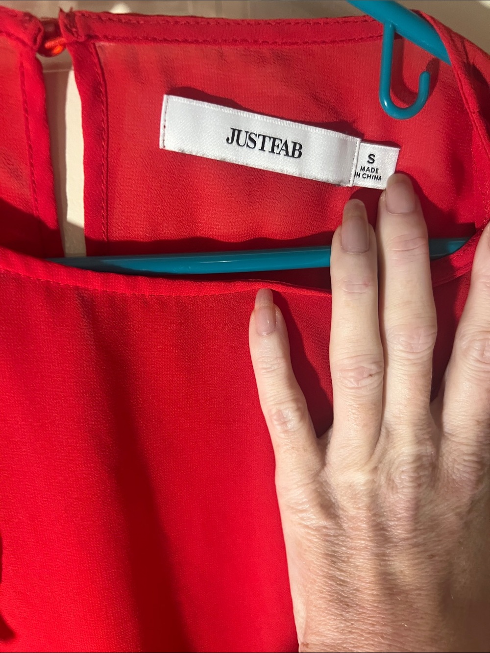JustFab Red Ruffle Sleeve Blouse - Picture 2 of 3